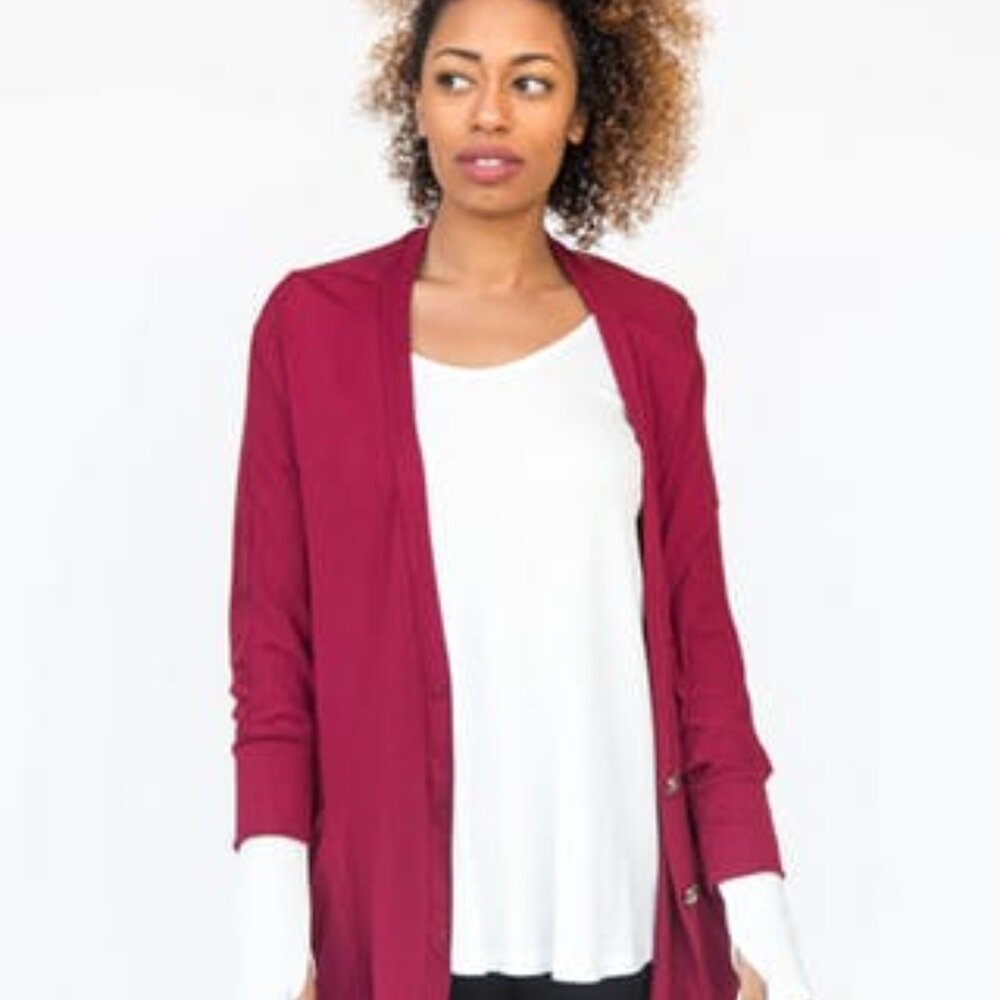 NWT Agnes and Dora Urban Cardi in Ruby Crepe